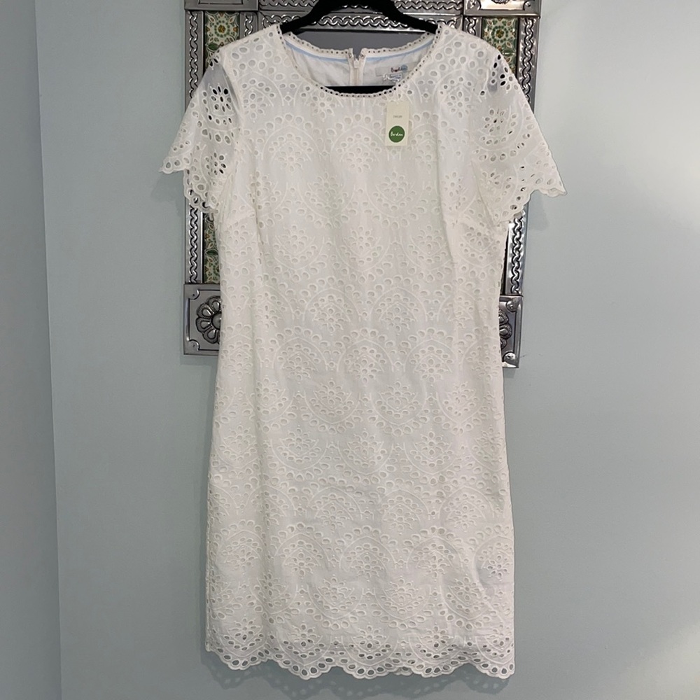 White Eyelet Boden Dress NWT